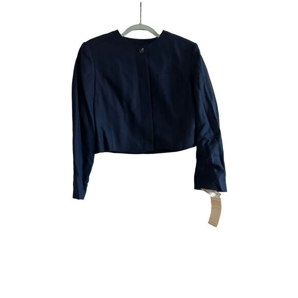 Vintage Pendleton Navy Blue Wool Cropped Pea Coat Jacket Blazer Size 14 - Picture 1 of 8